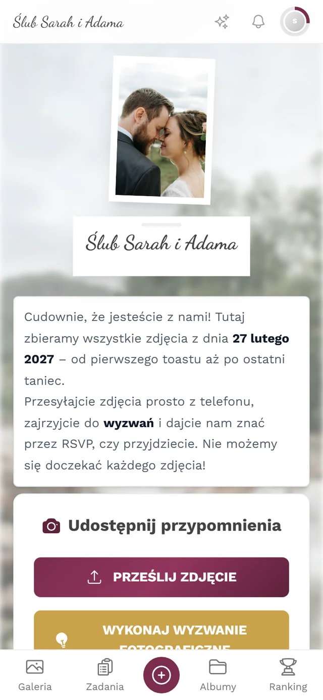 Strona główna galerii wydarzenia po otwarciu linku do wydarzenia
