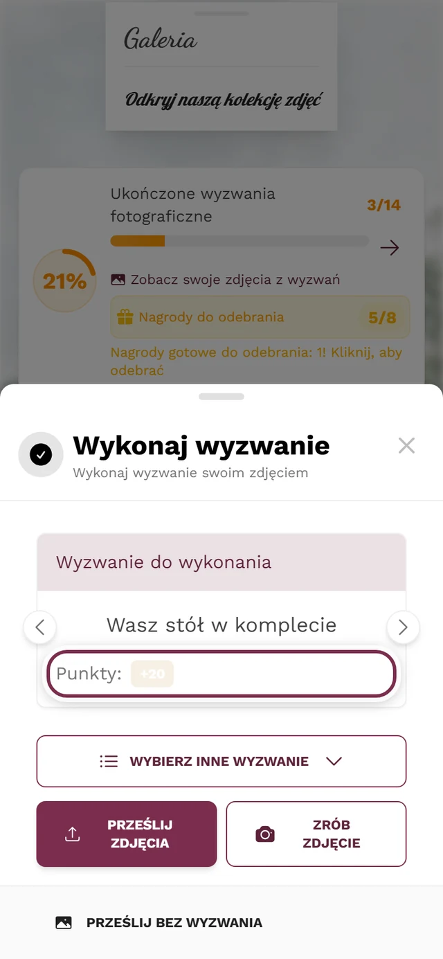 Karta wyzwania w oknie przesyłania z wyróżnionym chipem z liczbą punktów