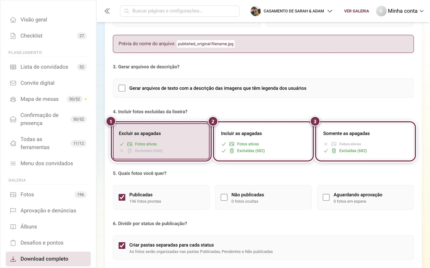 Etapa 4 com os três cartões da lixeira, cada um destacado separadamente