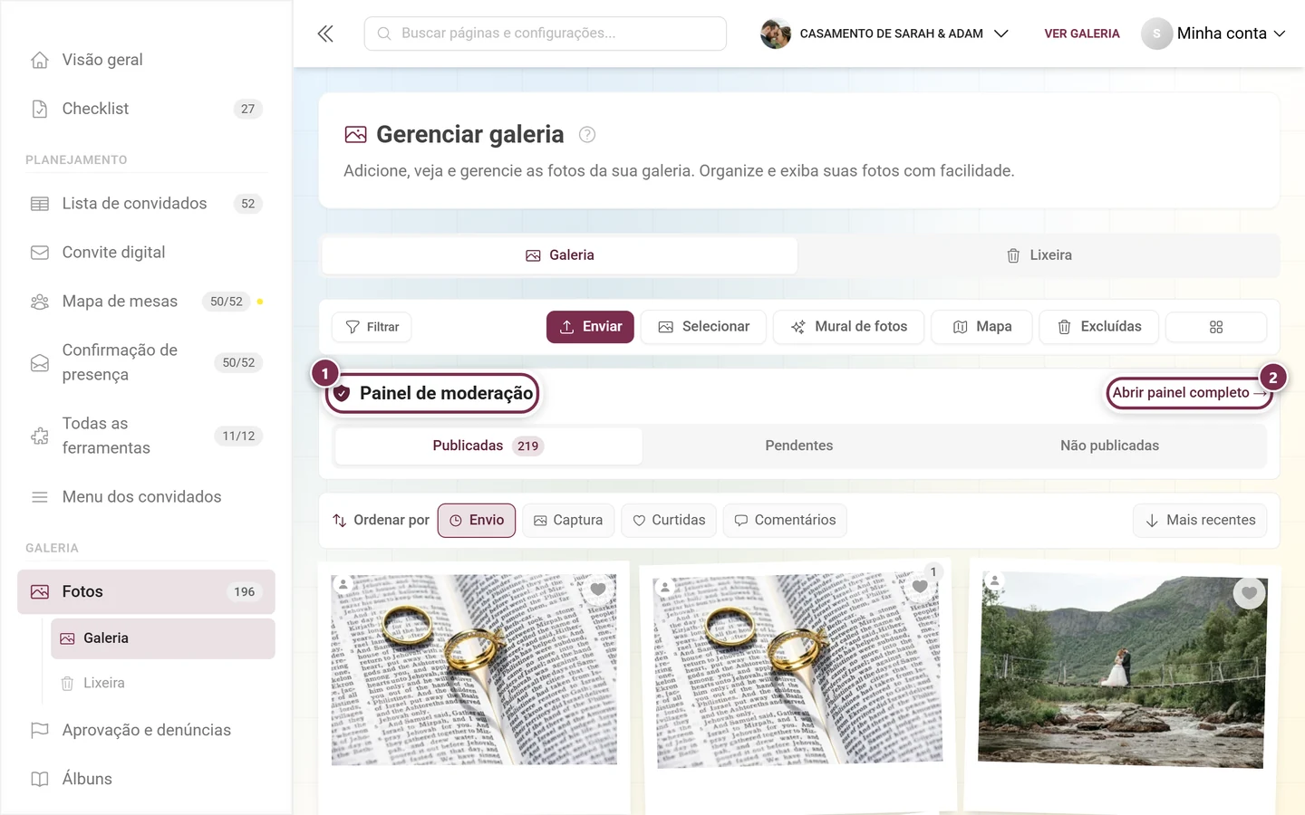 Painel de moderação com o título destacado e o link Abrir painel completo