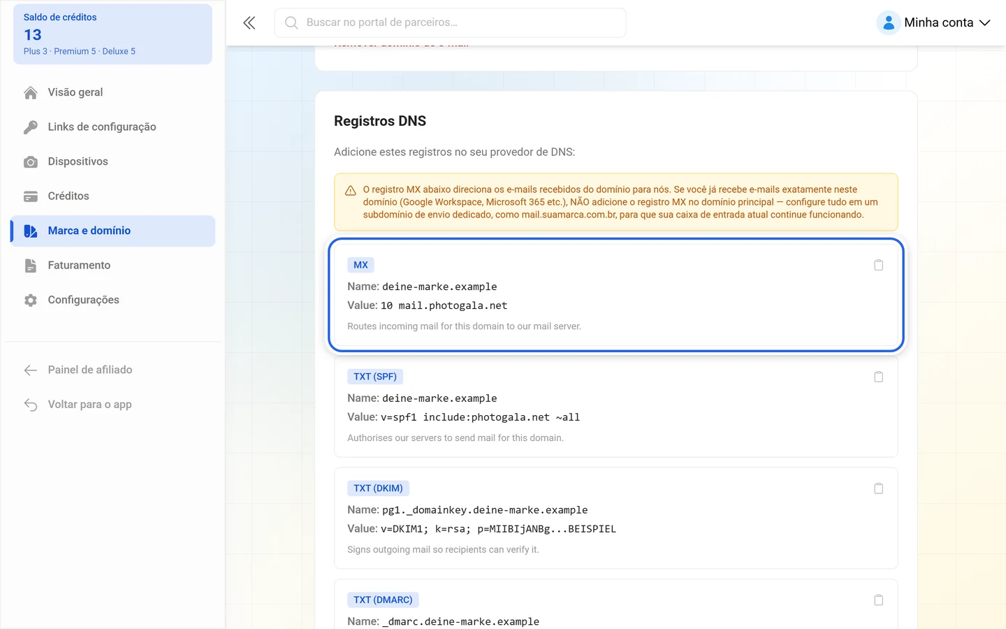 Registros DNS para o envio de e-mails com o registro MX destacado