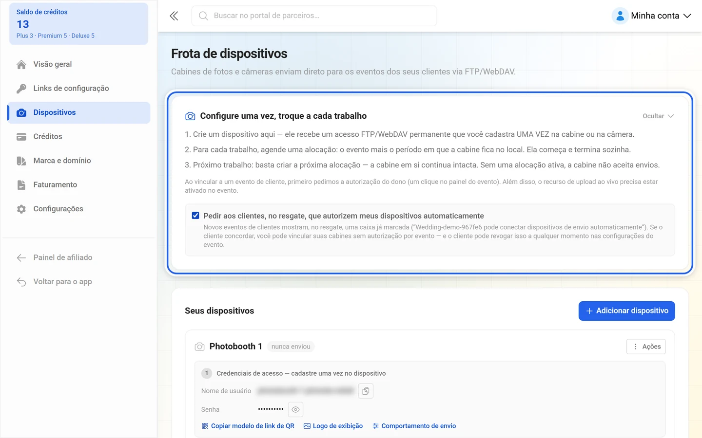 Cartão explicativo Configure uma vez, troque a cada trabalho com os três passos