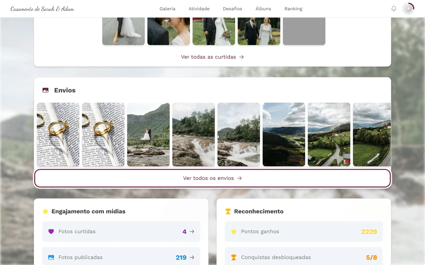 Página de perfil, seção Envios com o link Ver todos os envios destacado