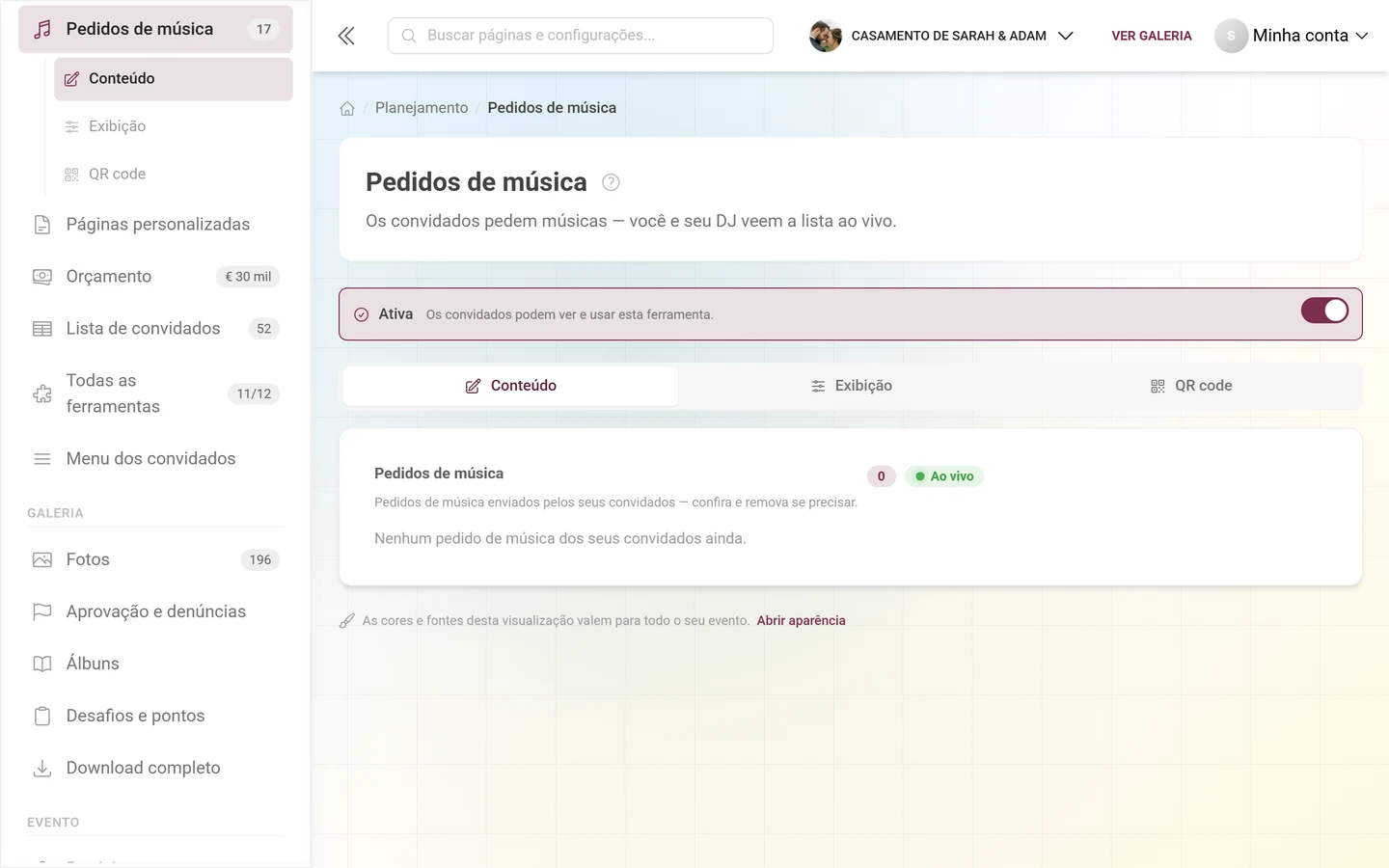 Pedidos de música sem nenhum item