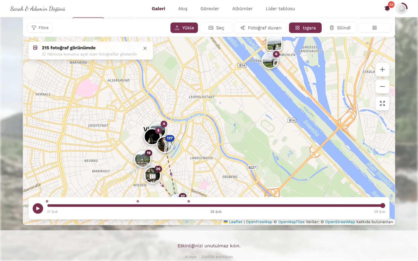 Görünümdeki fotoğraf sayısıyla sol üstte açılmış bilgi kartı