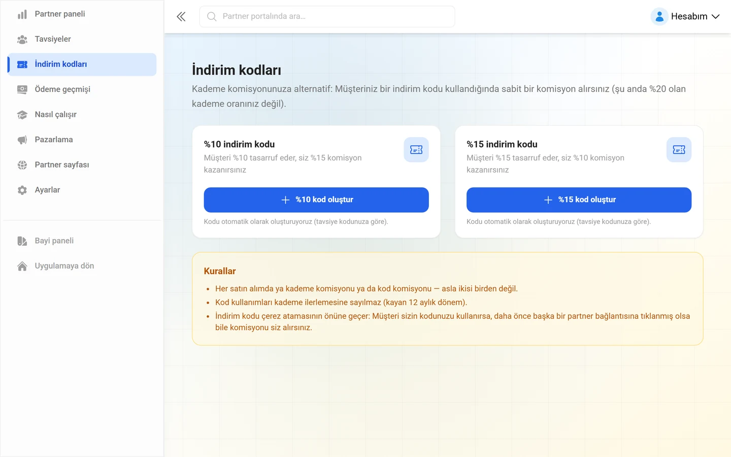 Bir iş ortağının indirim kodlarına genel bakış