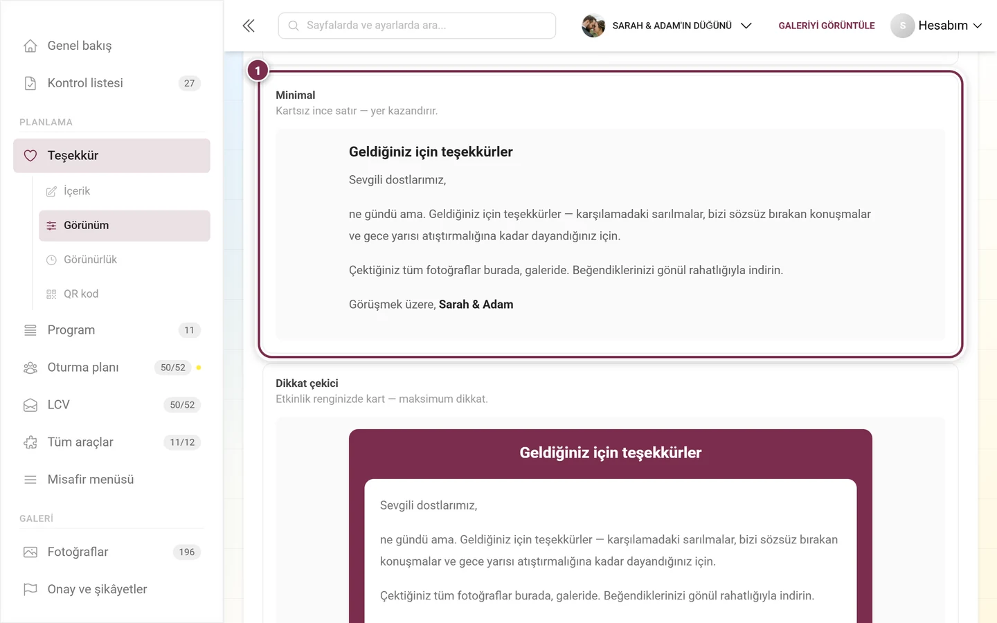 Kartsız ince satırla Minimal widget stili