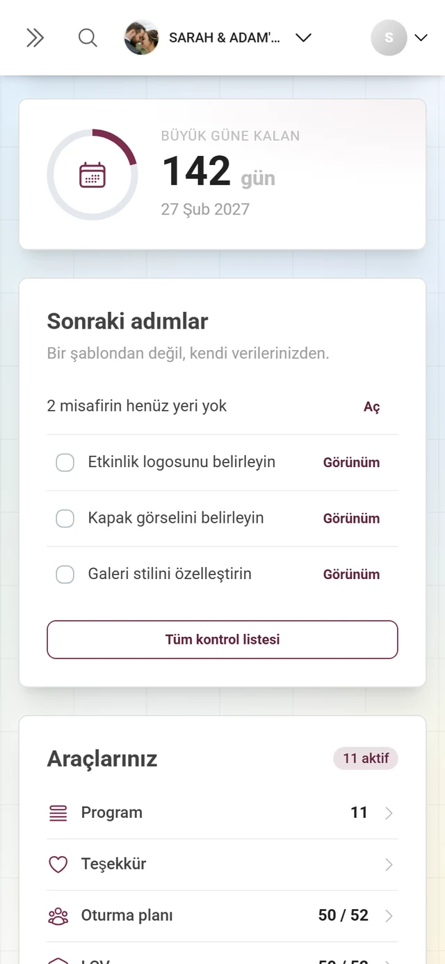 Türetilmiş adımlar ve açık görevlerle Sonraki adımlar pano kartı