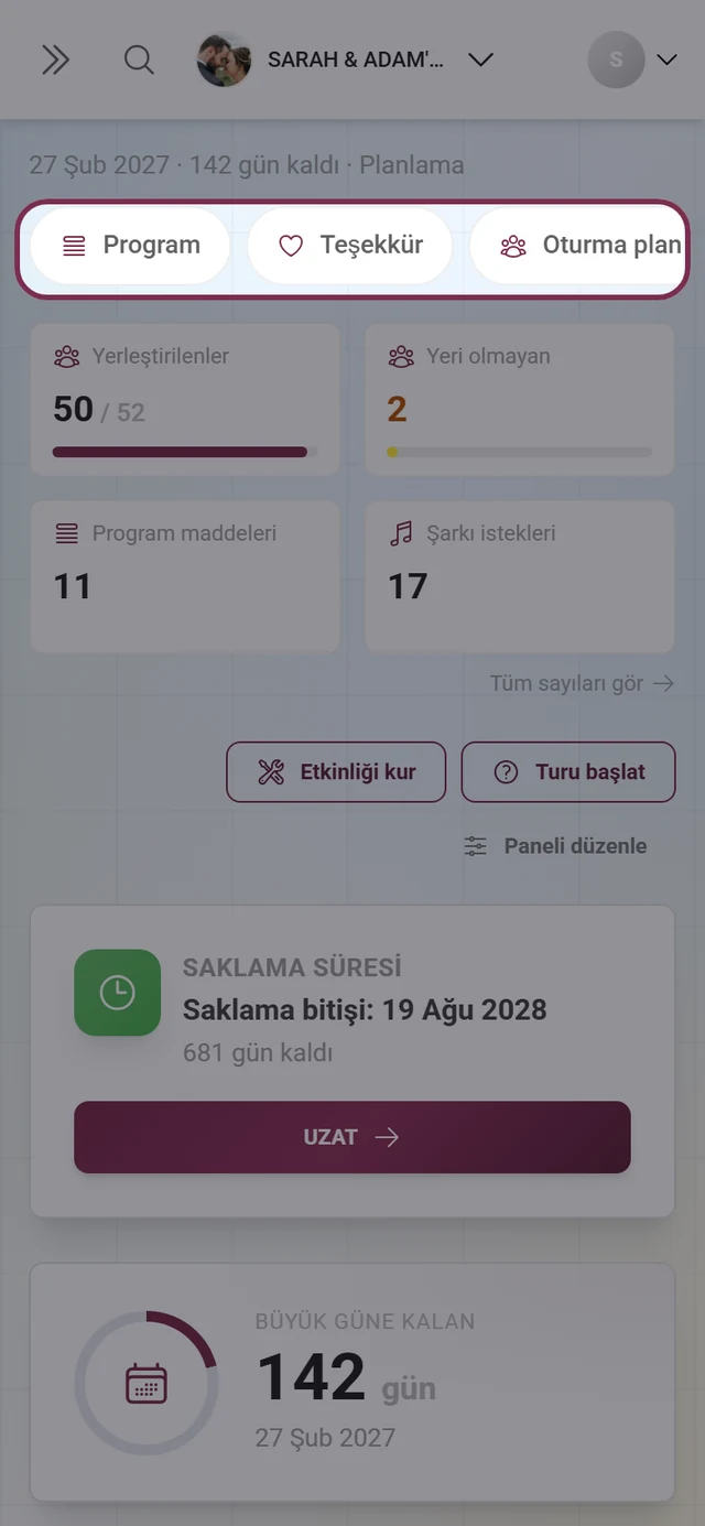 Telefonda panoda etkin araçların yatay hap çubuğu