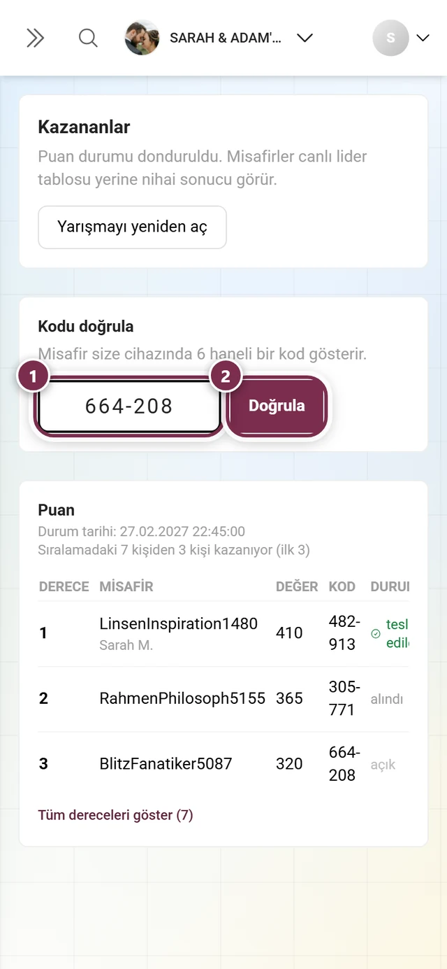 Girilmiş bir kod ve Doğrula düğmesiyle Kodu doğrula alanı