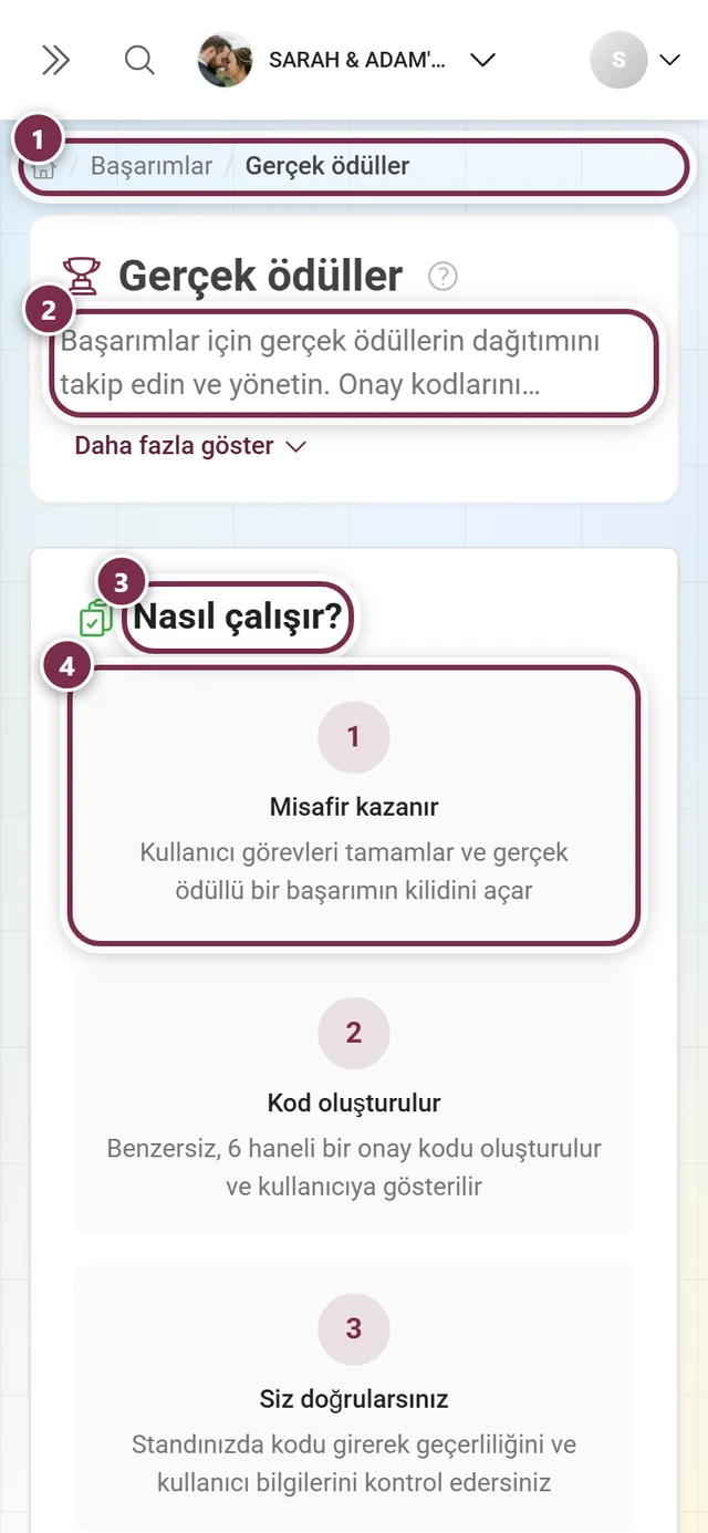 Gerçek ödülleri teslim etmek için başarım takibi