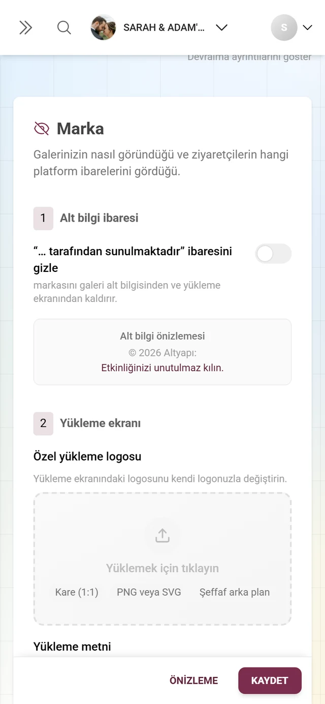 Markalama bloğunu gösteren White-Label sekmesi