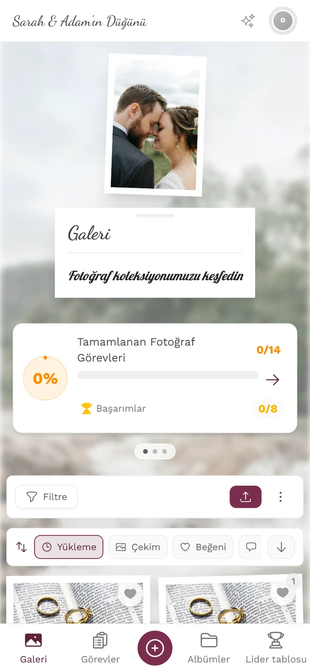 Katılmadan önce etkinliğin karşılama ekranı