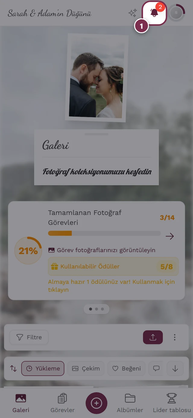 Bildirimler için vurgulanmış zil simgesi