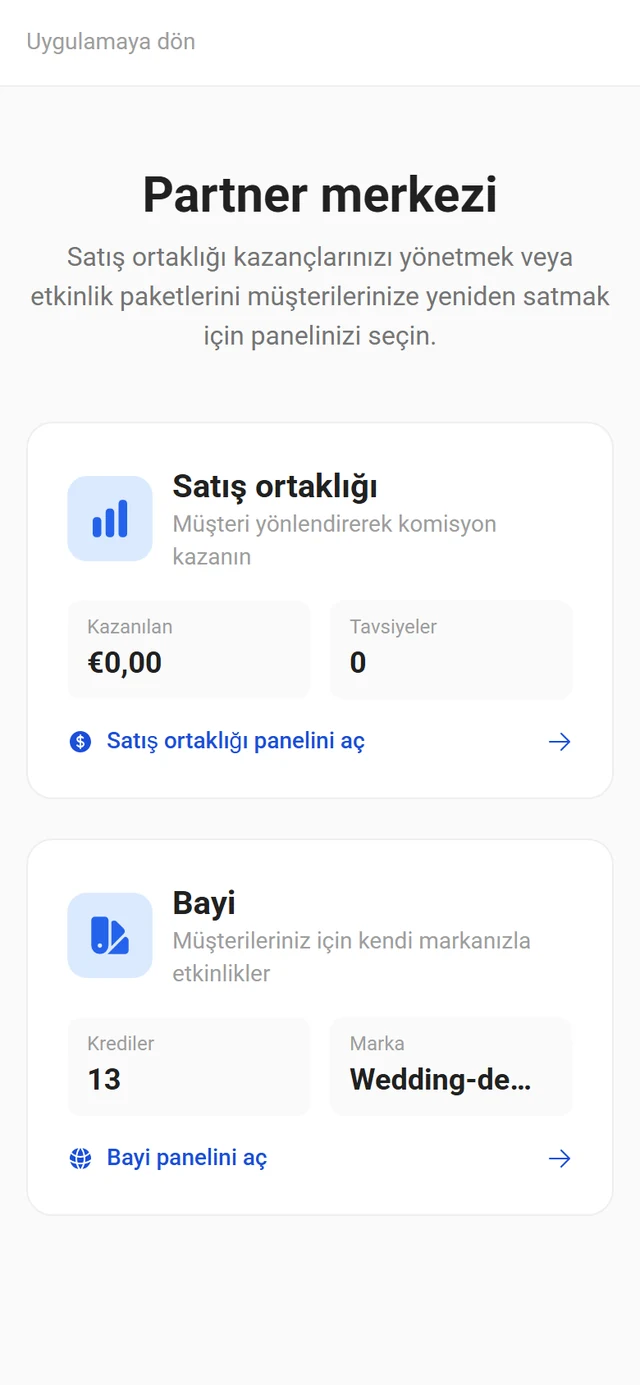 Satış ortağı ve bayi arasında seçim sunan iş ortağı portalı