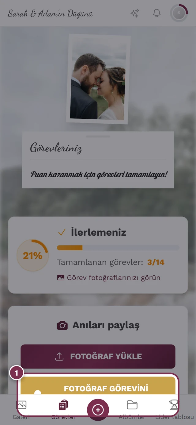 Önceden seçilmiş görevle yükleme iletişim kutusu