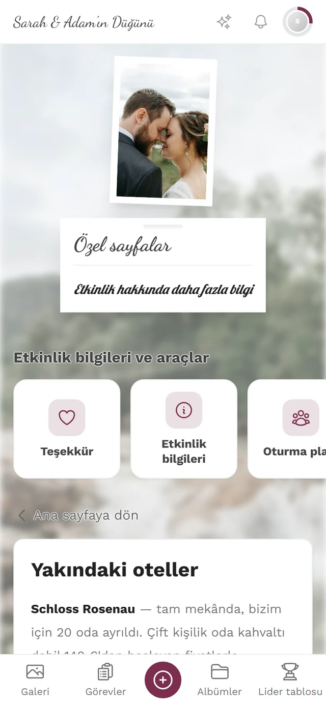 Misafir görünümünde başlık, görsel ve metinle hazır özel sayfa