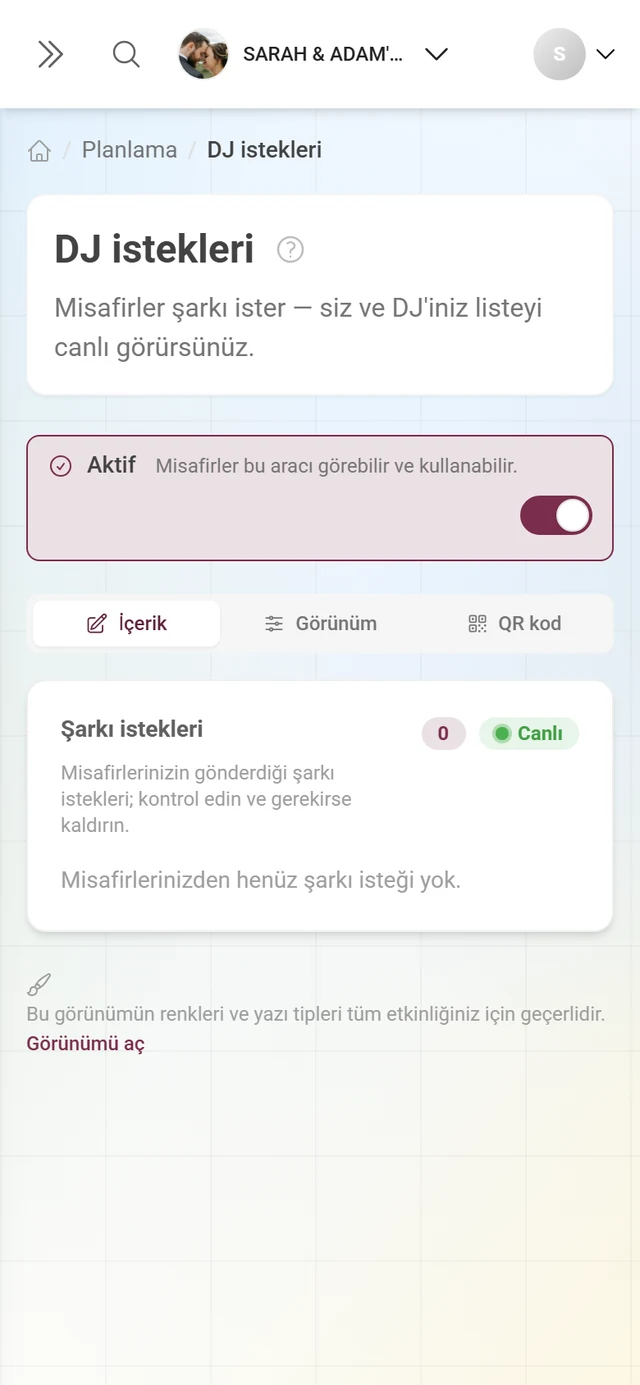 Tek bir giriş olmadan Şarkı istekleri