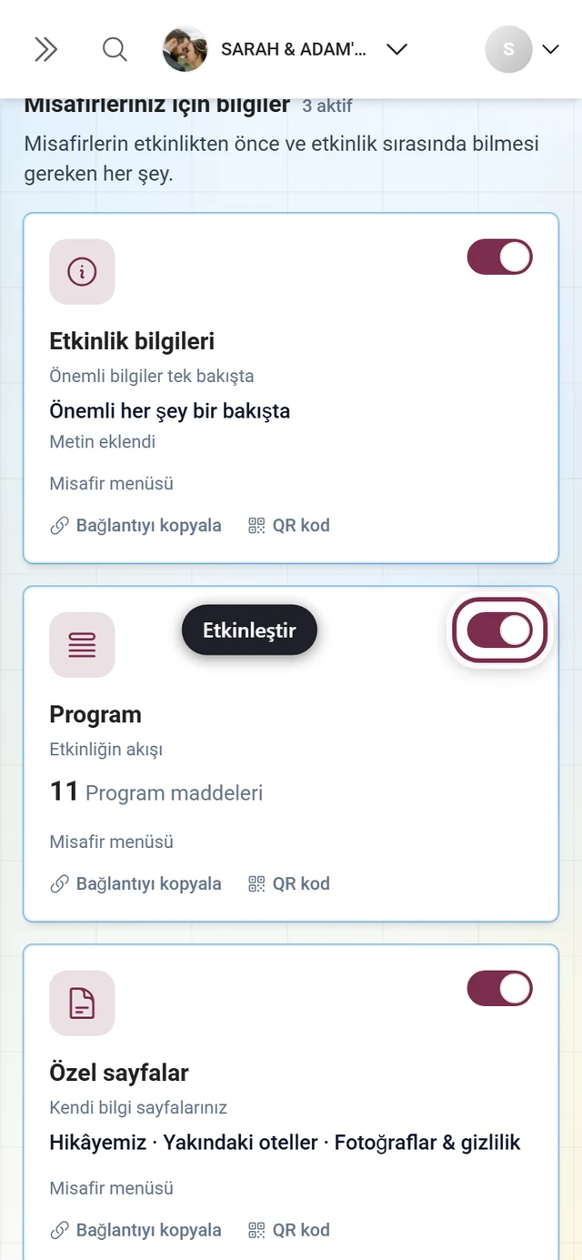 Program kutucuğundaki anahtarı vurgulanmış araç kutucuğu ızgarası