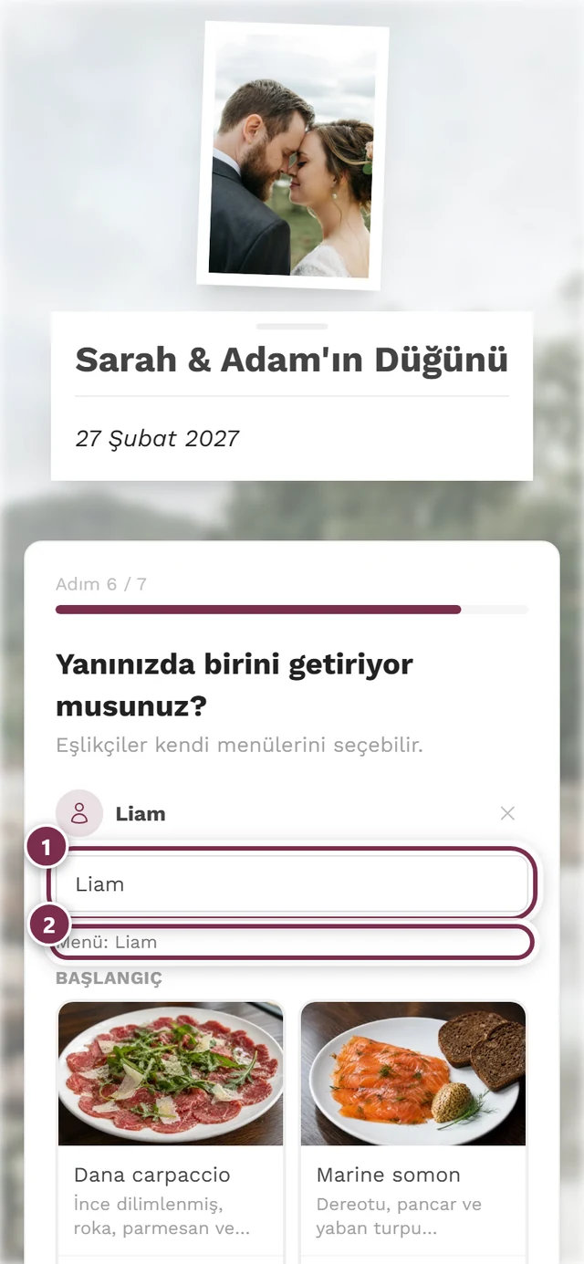Eşlikçinin ad alanı ve Jonas için menü başlığıyla eşlikçi adımı