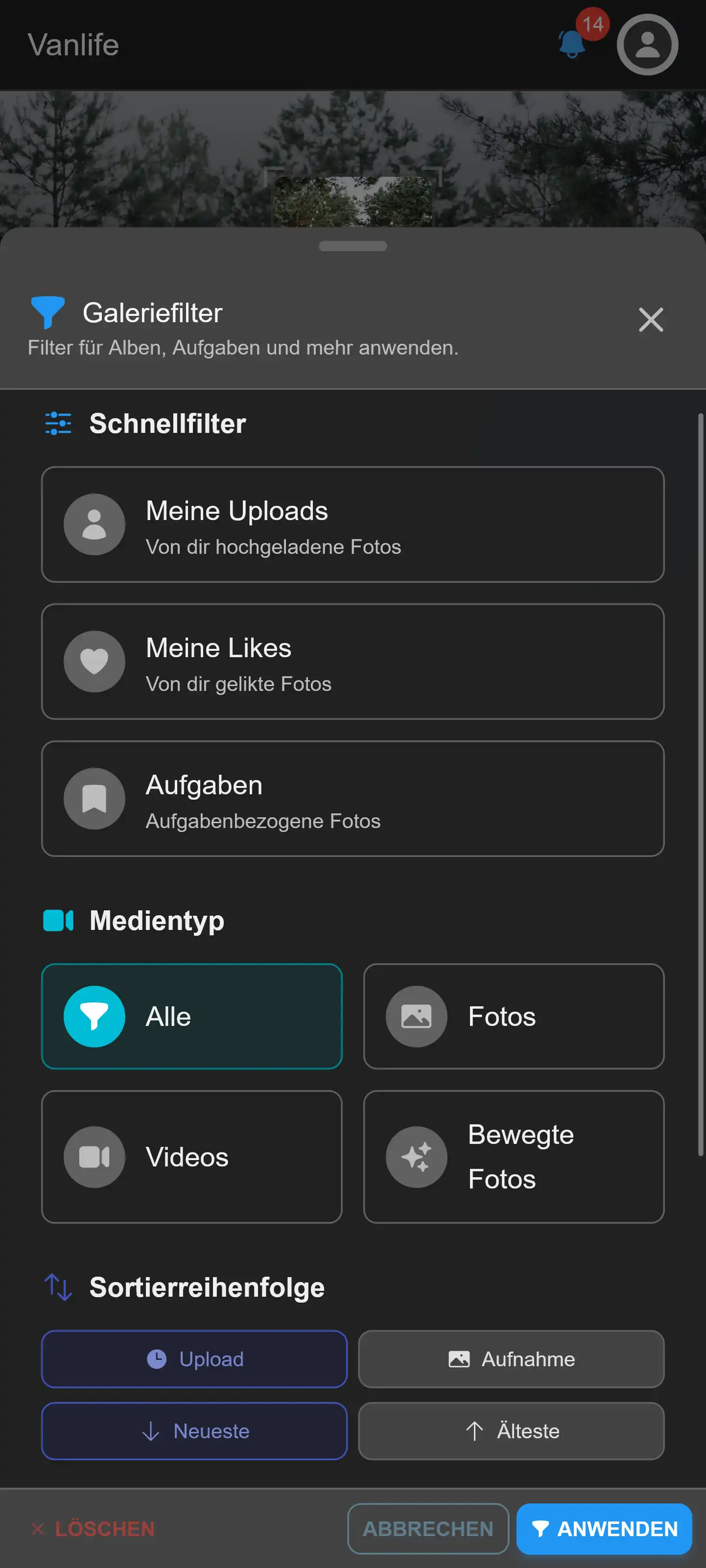 Galerie-Filter nach Aufgabe