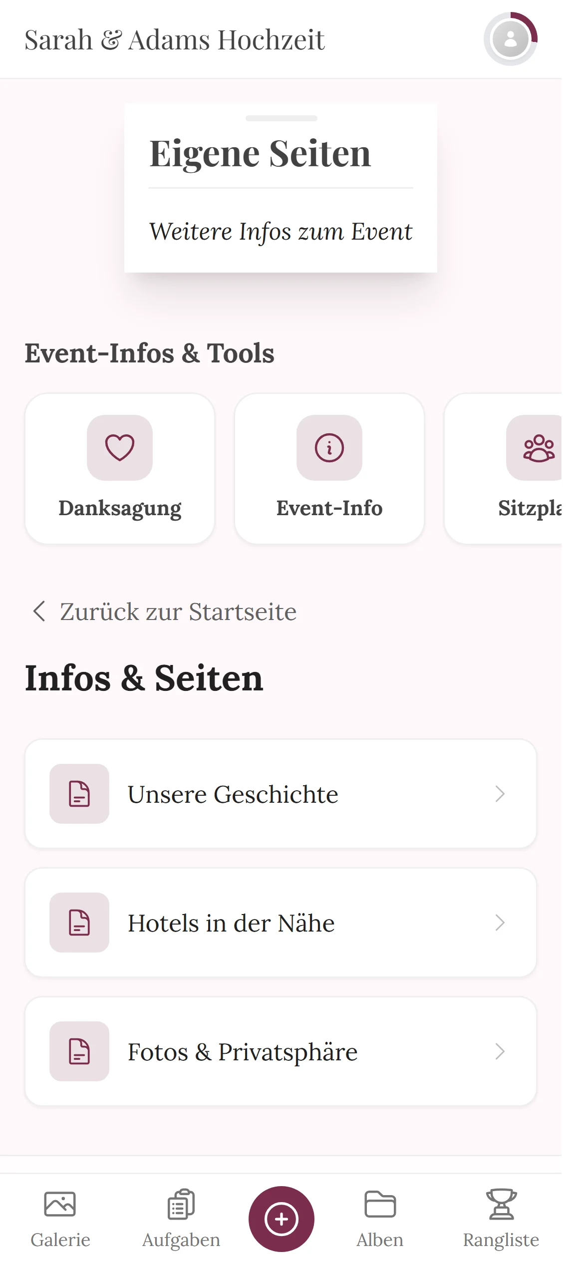 Eigene Seiten — Ansicht für Gäste