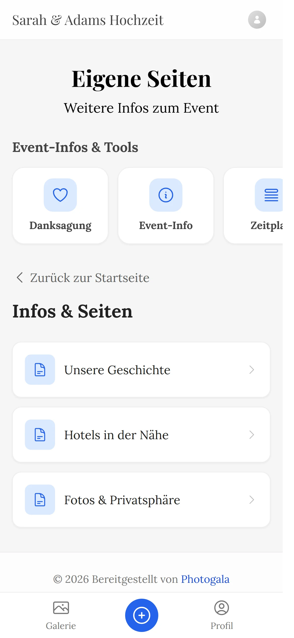 Eigene Seiten — Ansicht für Gäste