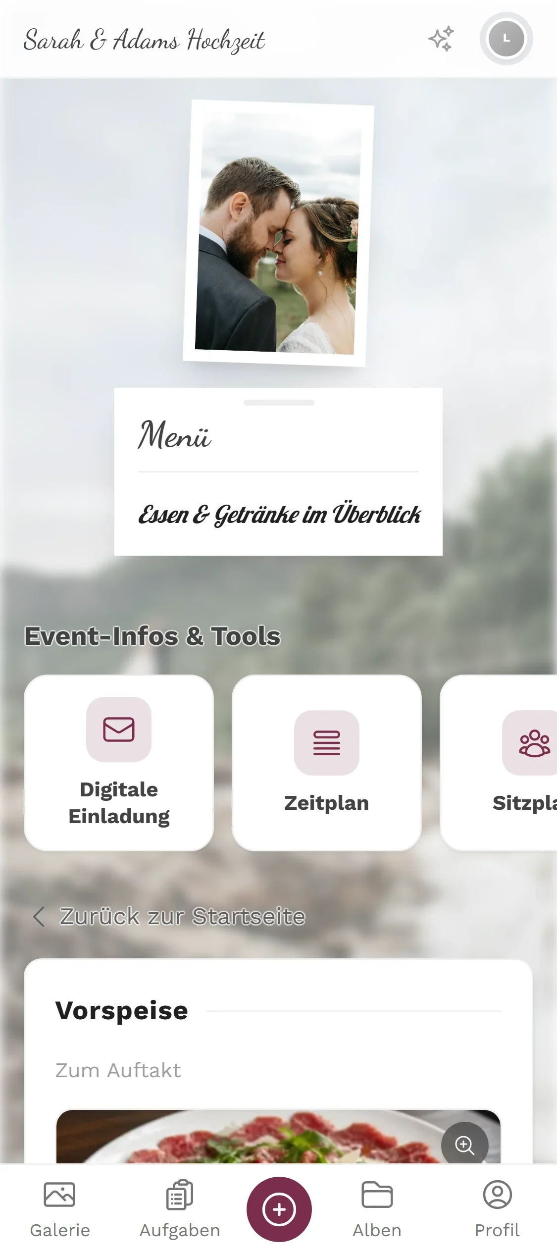 Digitales Menü — Ansicht für Gäste