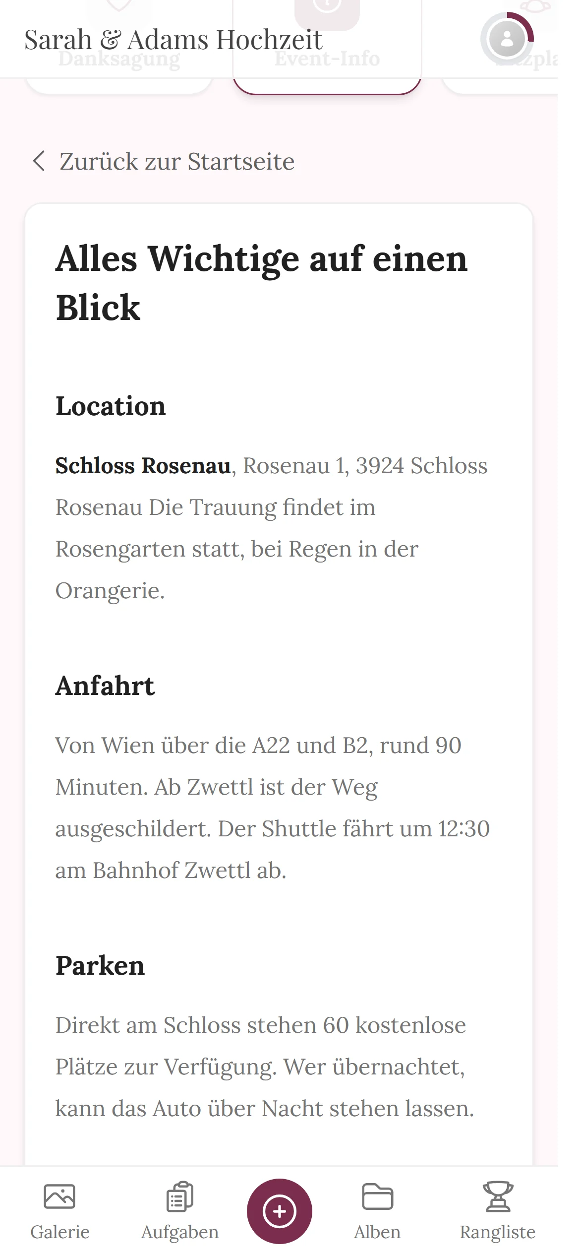 Event-Infos — Ansicht für Gäste