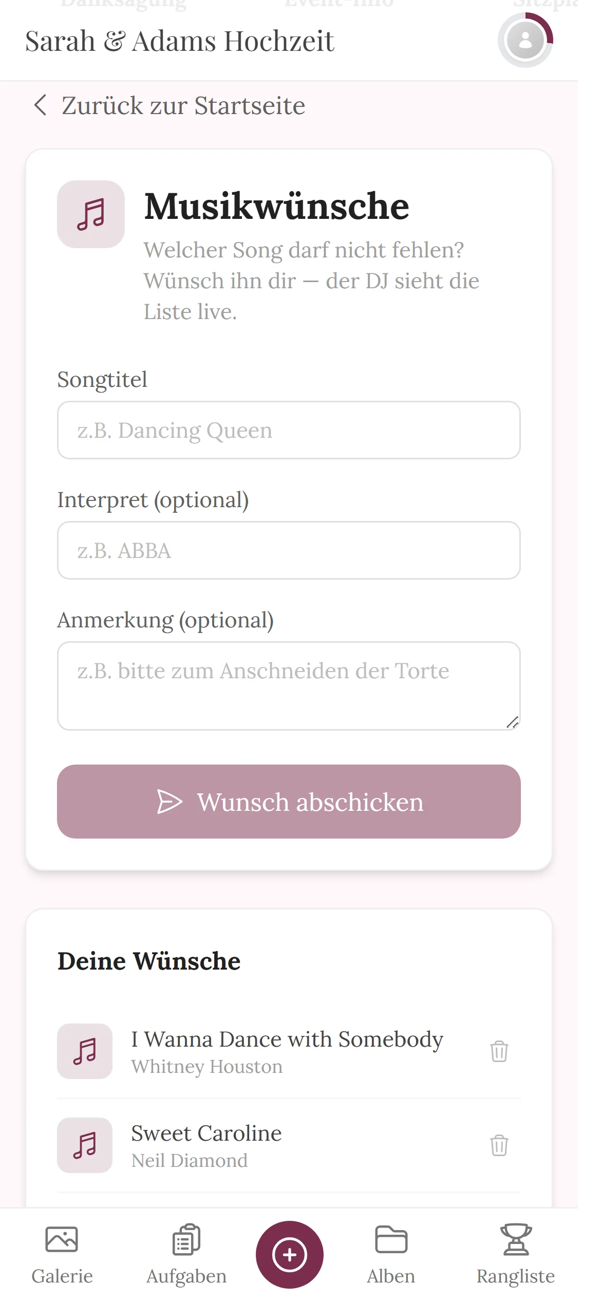Musikwünsche — Ansicht für Gäste