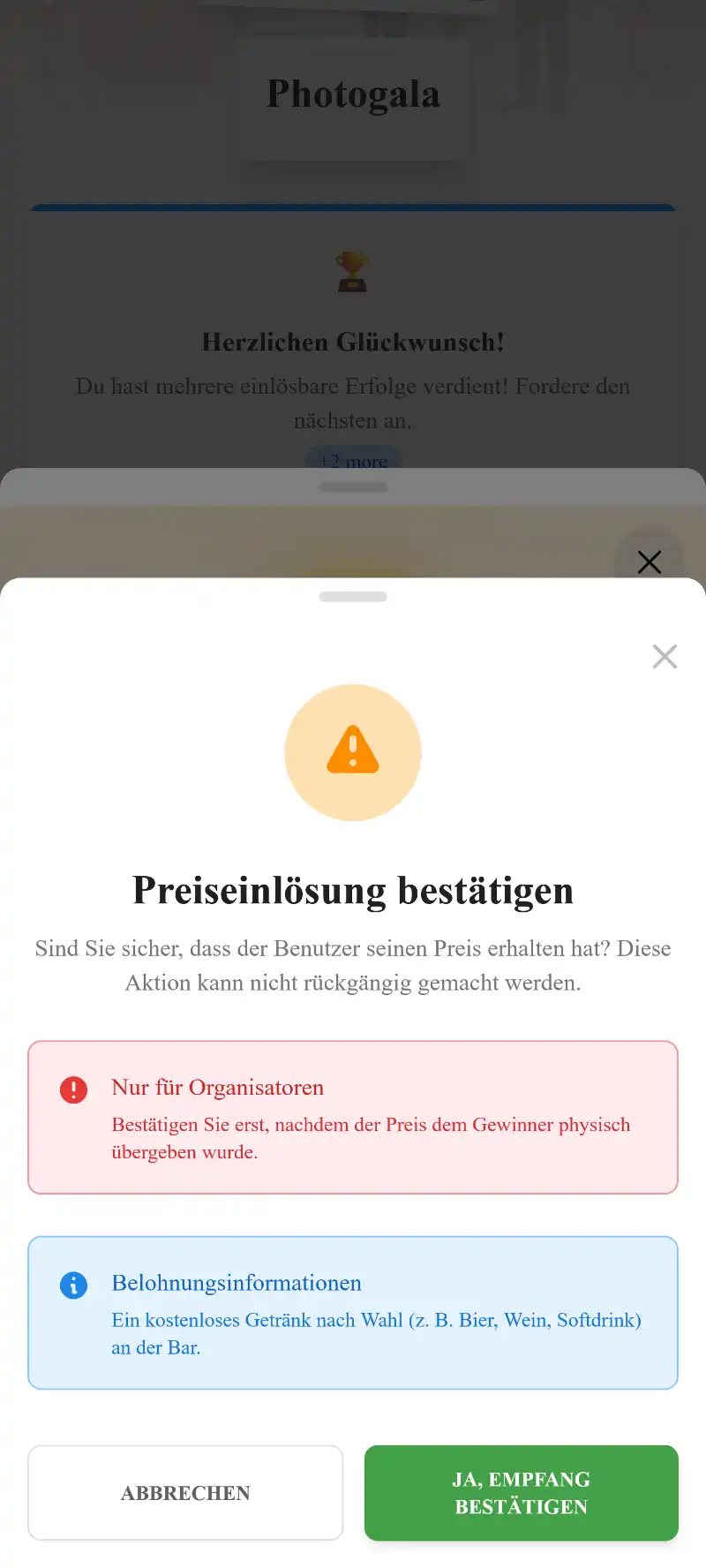Physische Belohnung einlösen
