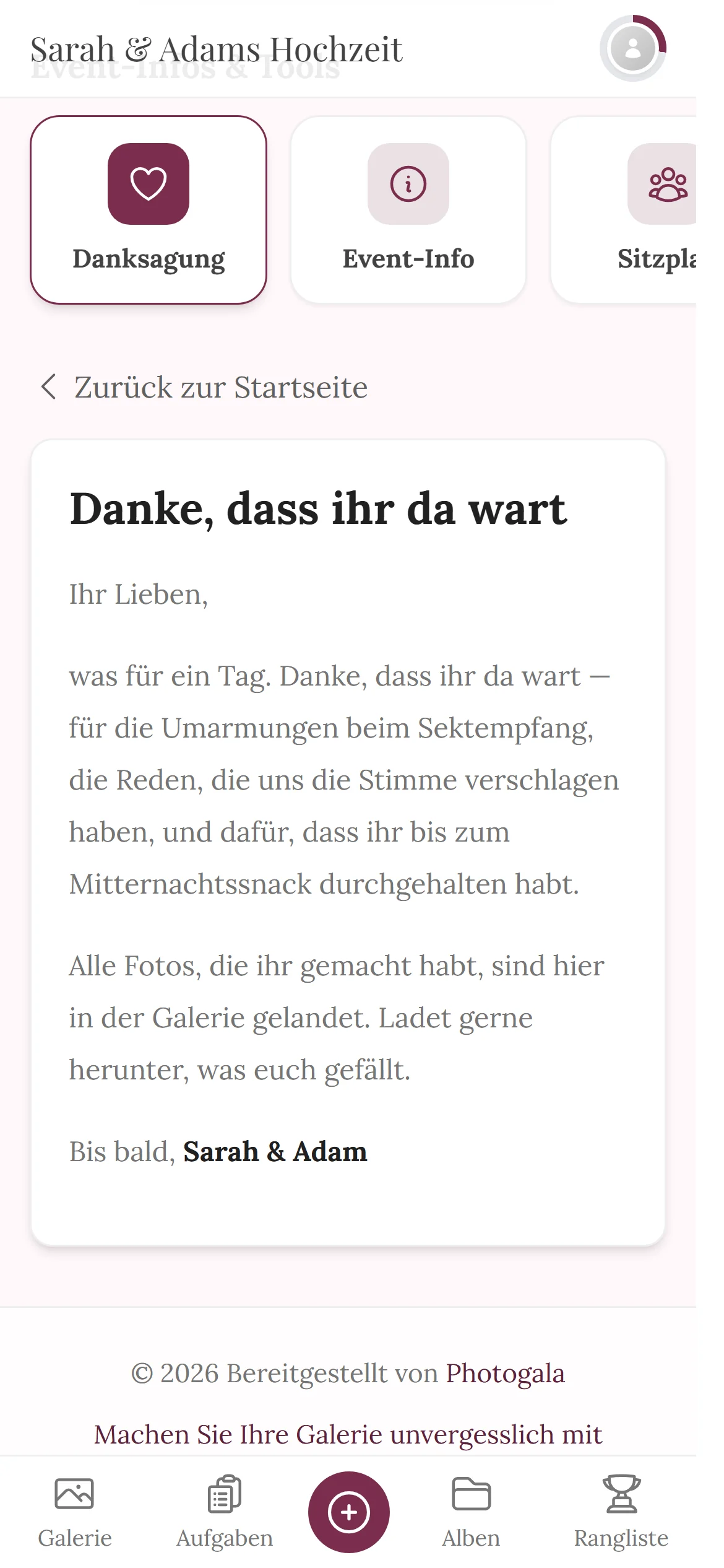 Danksagung — Ansicht für Gäste