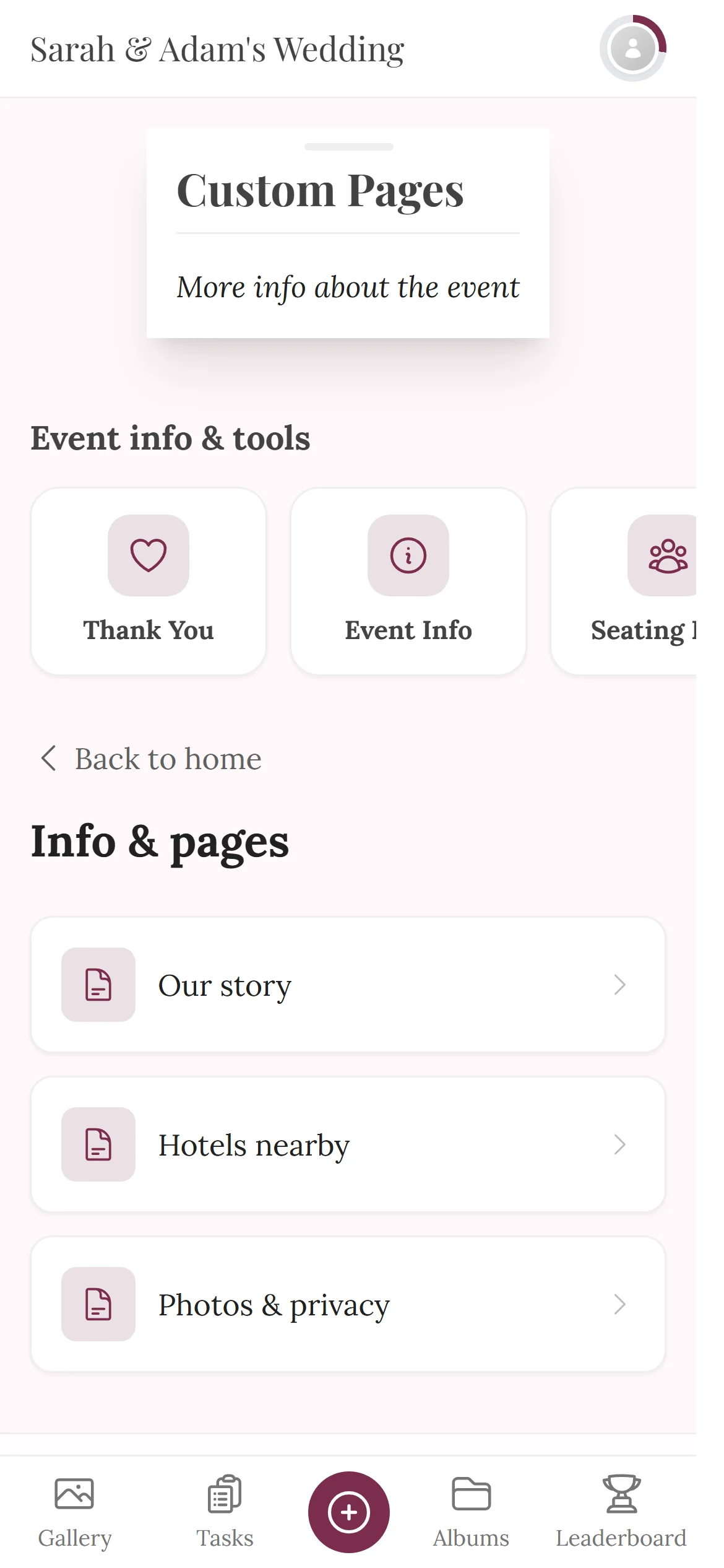 Custom Pages — Guest view