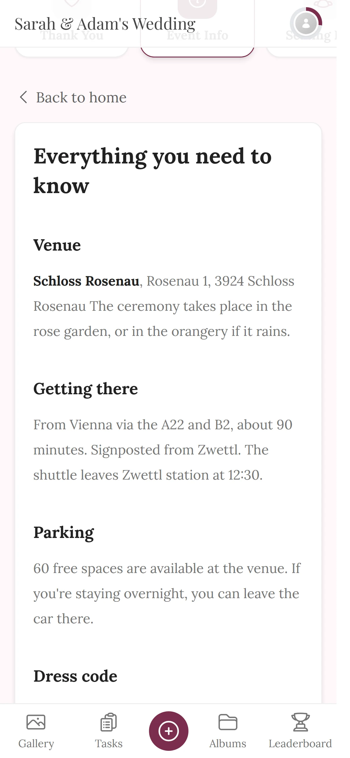 Event Info — Guest view
