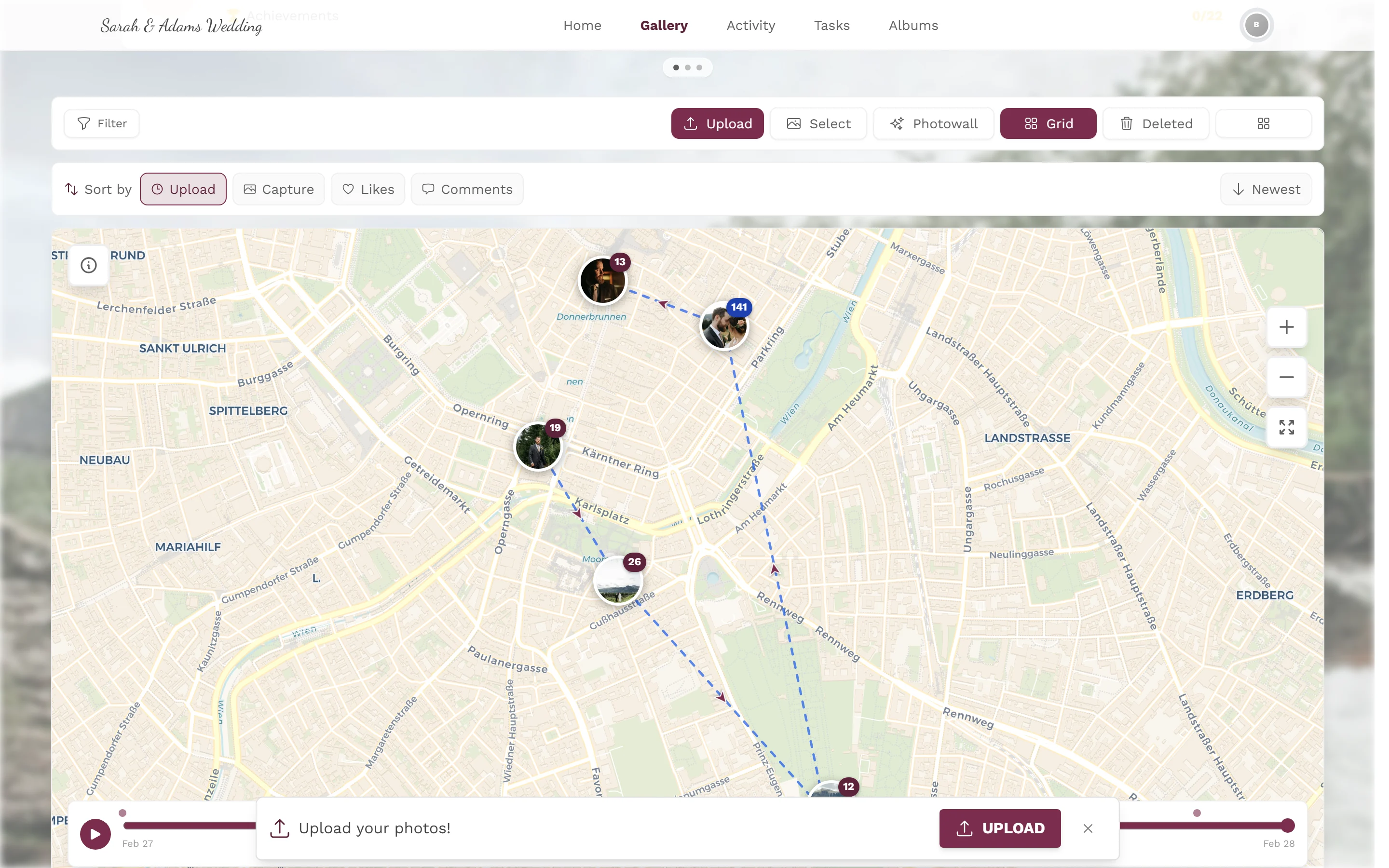 Photo clusters on the event map