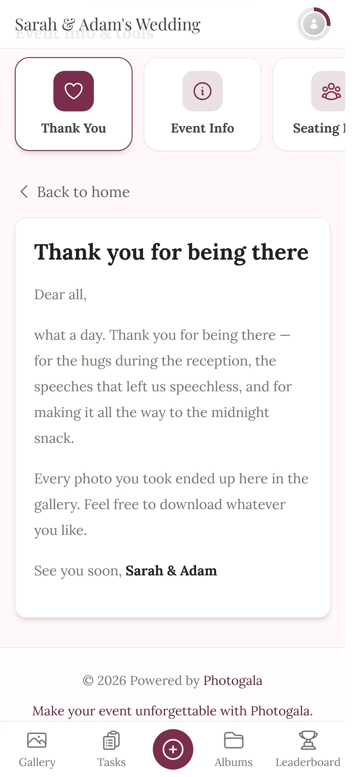 Thank-You Page — Guest view