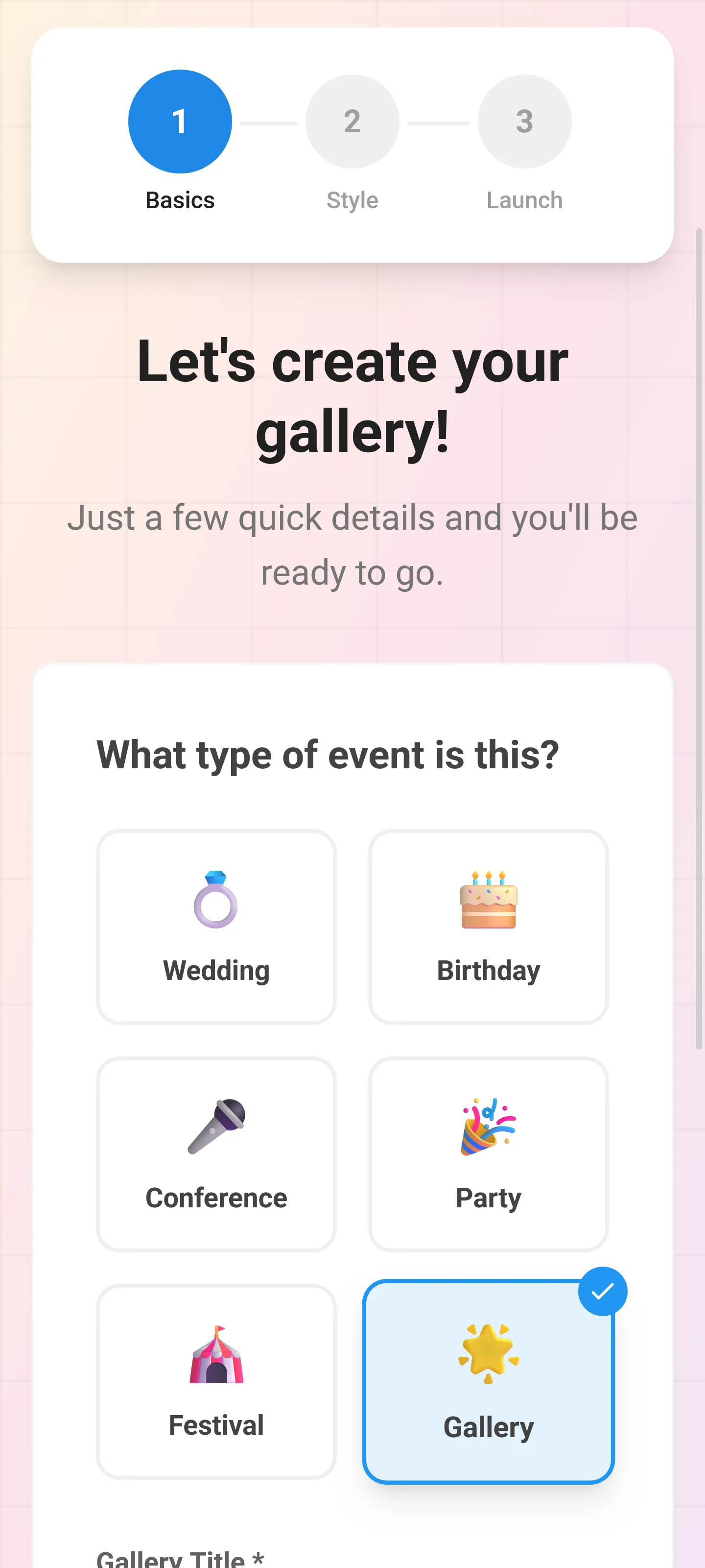 Create your event gallery