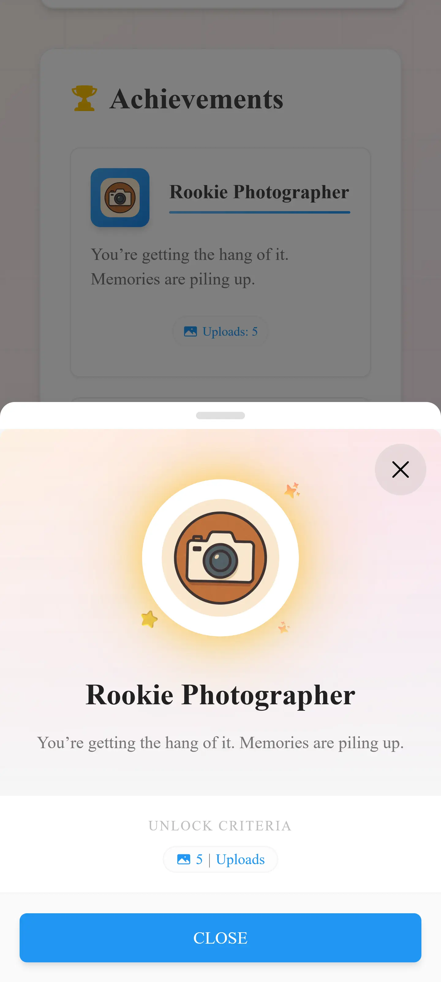 PhotoGala achievements view