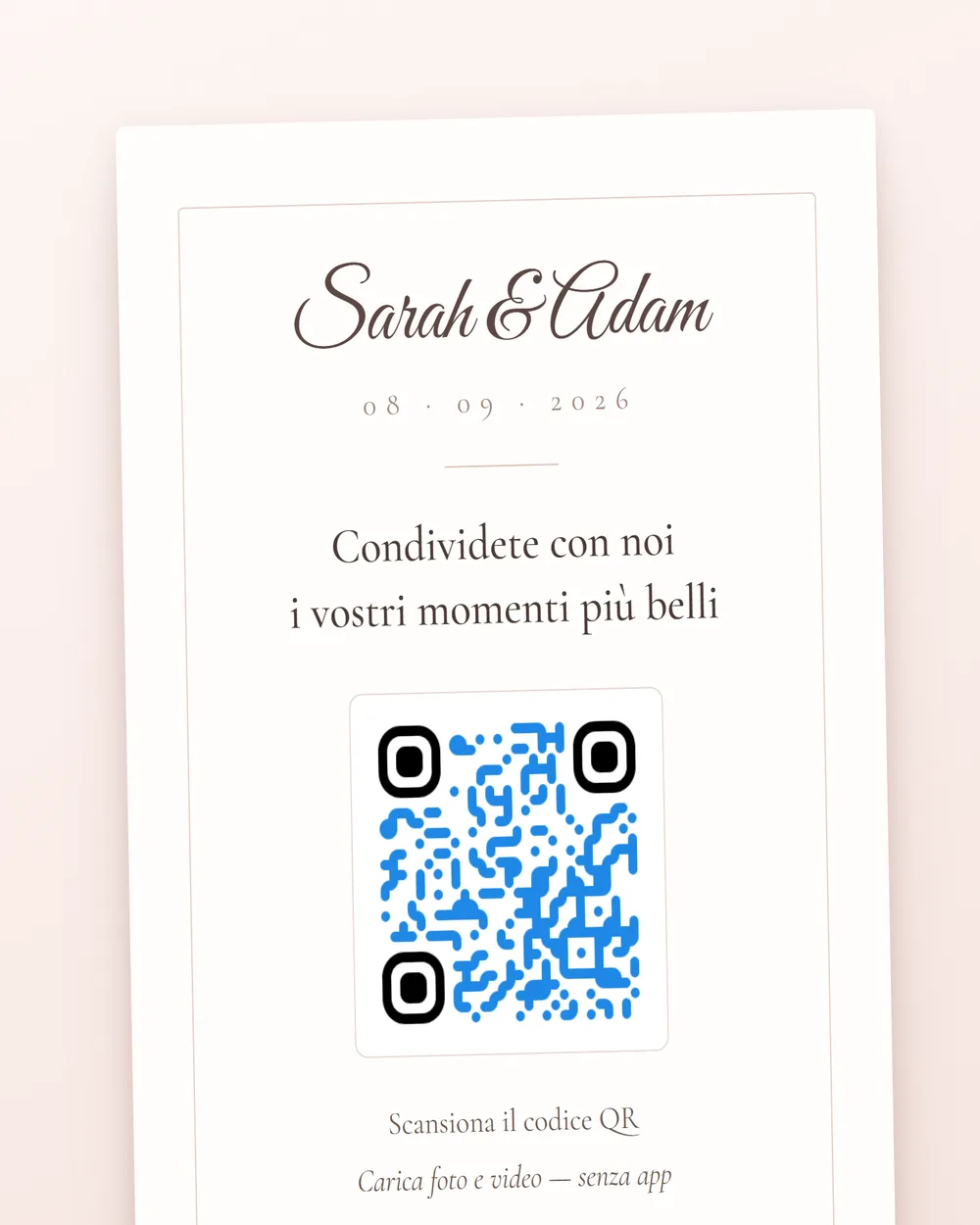 Biglietto stampato con codice QR per l'invito digitale