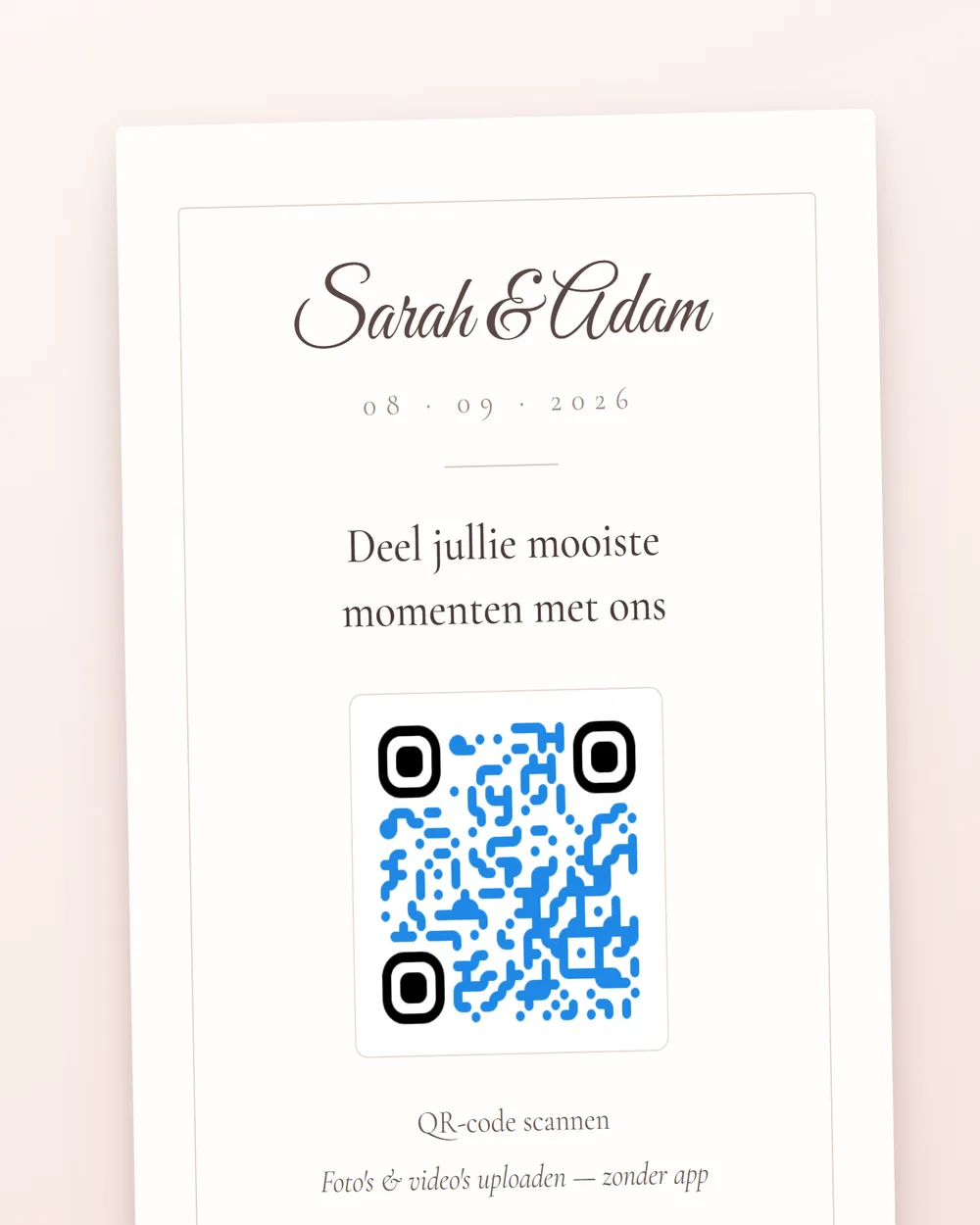Gedrukte kaart met QR-code naar de digitale uitnodiging